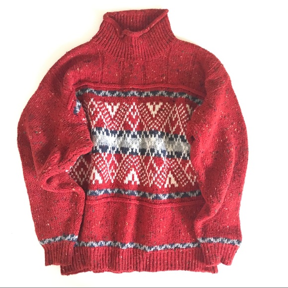 Vintage Sweaters - Vintage red ski diamond pattern sweater